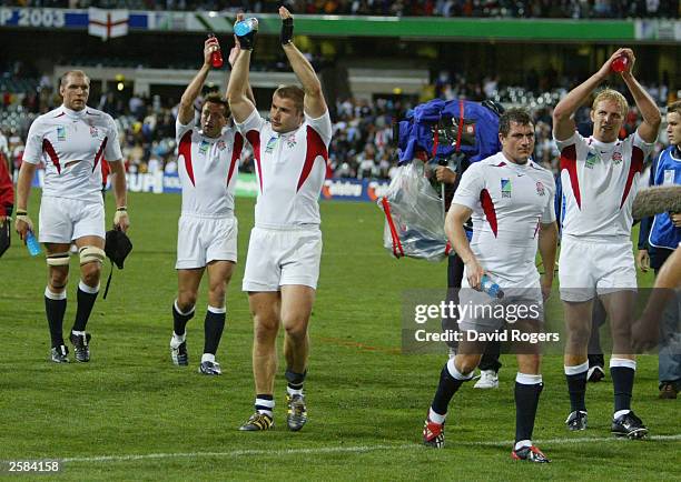 Ben Cohen of England acknowledges the crowd with his teammates after the Rugby World Cup Pool C match between England and Georgia at Subiaco Oval...