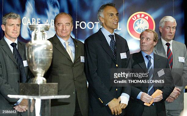 From left to Right: Wales trainer Mark Hughes, Latvian director for Sports Janis Mezeckis, Turkish Sports Director Can Cobanoglu, Scotland trainer...