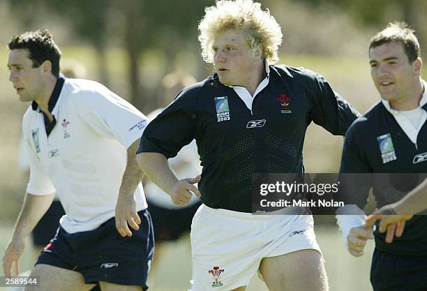 Duncan Jones in action during a Welsh training session at the Canberra Raiders training facility at Canberra October 14, 2003 in Canberra, Australia.