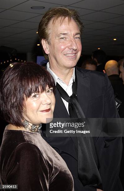 Alan Rickman and partner Rima Horton at the 50th Anniversary Gala of the National Film Theatre on October 20, 2002 at The National Film Theatre, in...