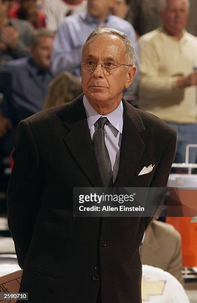 Head coach Larry Brown of the Detroit Pistons watches the preseason game against the Cleveland Cavaliers at the Palace of Auburn Hills on October 7,...