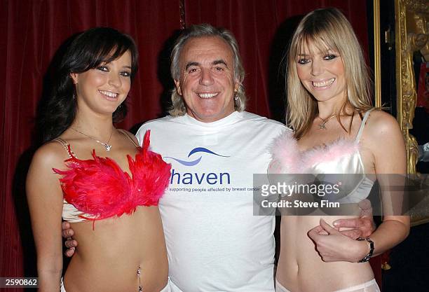 Nightclub owner Peter Stringfellow and his "Angels" attend a photocall for the "Bra-vo" Fashion Show in aid of the Haven Trust Breast Cancer Charity...