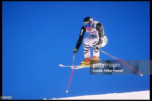 Max Rauffer of Germany jumps a hill during the Alpine World Ski Championships in Sierra Nevada, Spain.