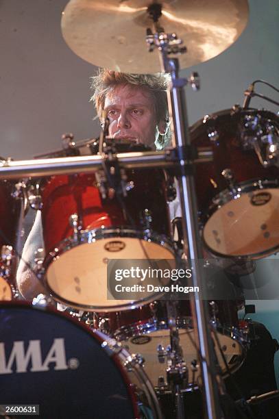 Drummer Roger Taylor from Duran Duran performs live at The Forum on October 14, 2003 in London, England.