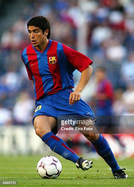 Juan Riquelme of Barcelona in action during the Primera Liga match against Malaga played at the Camp Nou Stadium, Barcelona on the first of June 2003.