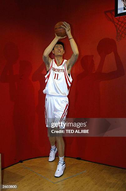 Sporting star and NBA player wax figure of Yao Ming is displayed during its unveiling ceremony at Madame Tussauds at the Peak in Hong Kong, 30...