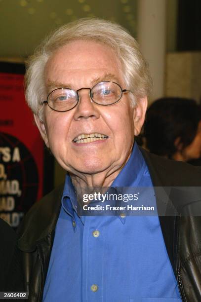 Actor Stan Freberg arrives at the Arclight Cinema for the 40th Anniversary screening of the movie 'It's a Mad Mad Mad Mad World' on October 16, 2003...