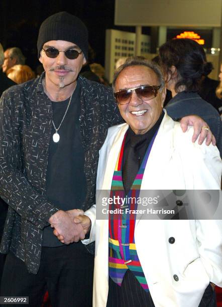 Actor Billy Bob Thornton poses with car customizer George Barris at the Arclight Cinema for the 40th Anniversary screening of the movie 'It's a Mad...