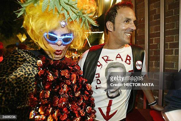 Blondy Babe an infamous underground drag queen and Pop Artist Tom de Mille queue to meet Gubernatorial candidate Angelyne the "Hollywood Billboard...