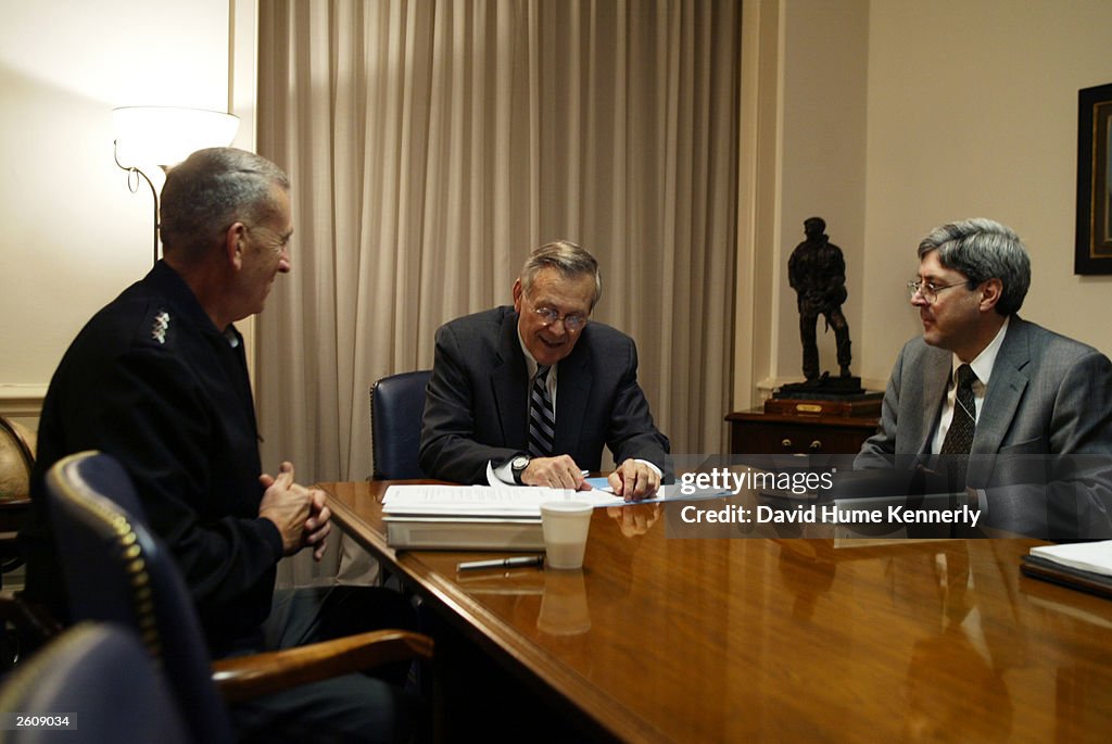 Tommy Franks Meets With Donald Rumsfeld