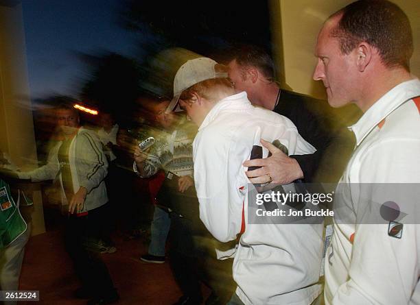 Prince Harry arrives at Subiaco Oval prior to the England V South Africa match during the Rugby World Cup Pool C match between South Africa and...