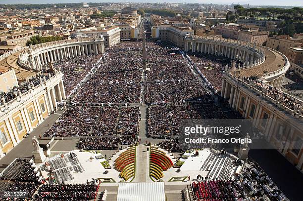 View of St. Peter's Square during the beatification ceremony of Mother Teresa led by Pope John Paul II October 19, 2003 in Vatican City, Italy....