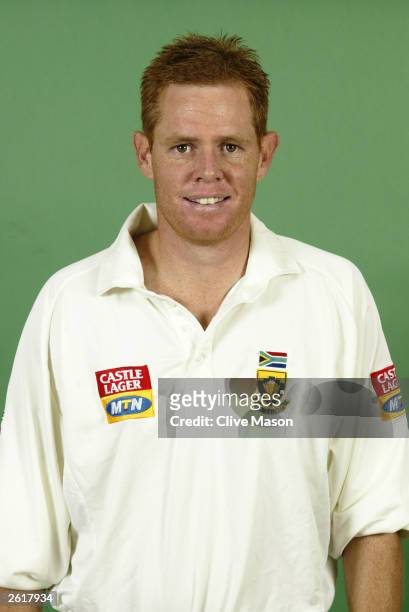 Portrait of Shaun Pollock of South Africa taken during the South Africa Cricket Team photoshoot held on June 23, 2003 at Sir Paul Getty's Ground, in...