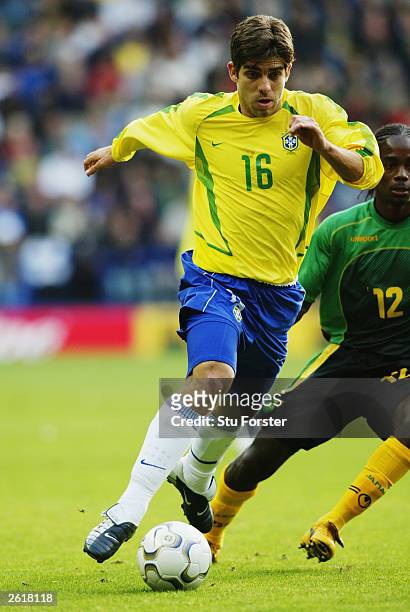 Juninho Pernambucano of Brazil makes a break with the ball during the International friendly match between Brazil and Jamaica on October 12, 2003 at...