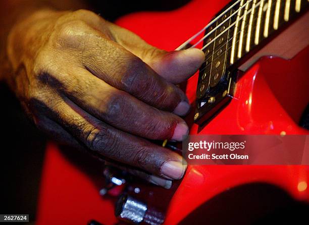 Blues guitarist James "Super Chikan" Johnson performs at the Ground Zero blues club October 17, 2003 in Clarksdale, Mississippi. The 100th...