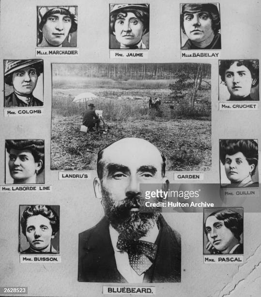 Murderer Henri Desire Landru with his 'wives'. Known as 'Bluebeard', he was found guilty of the murder of ten women and a boy, and guillotined on 25...