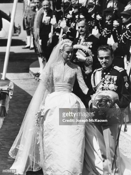The wedding of Prince Rainier III of Monaco, Louis Henri Maxence Bertrand de Grimaldi, to American actress Grace Kelly, known thereafter as Princess...