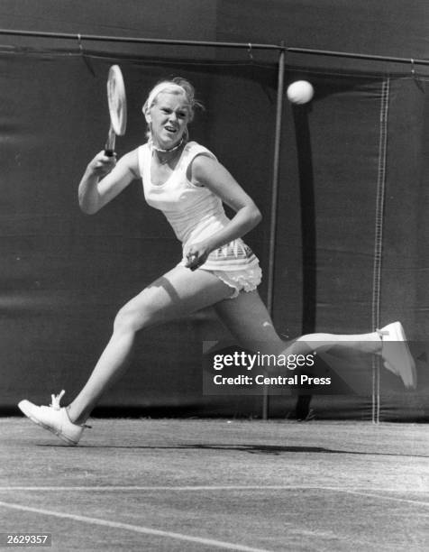 British tennis player Sue Barker in action on court. Original Publication: People Disc - HP0313