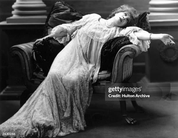 Stage actress Sarah Bernhardt, , arguably the greatest tragedienne of her day, in a scene from an unnamed theatre production. Original Publication:...