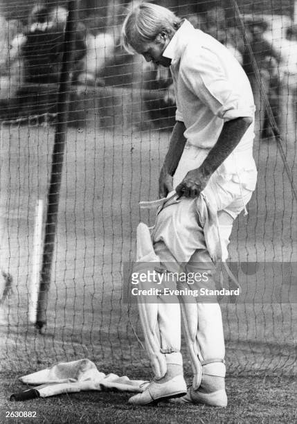 Tony Greig, Sussex and England cricketer, prepares for the Test match against Australia at Lord's cricket ground, London.