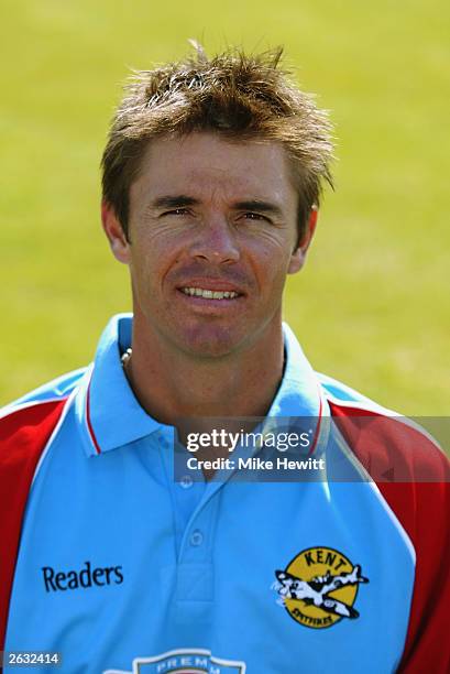 Portrait of Greg Blewett of Kent taken during the Kent County Cricket Club photocall held on April 17, 2003 at the St. Lawrence Ground, in...