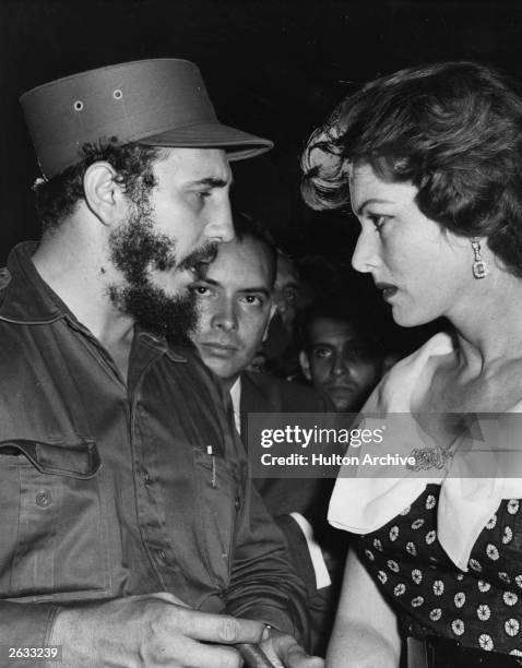 Irish actress Maureen O'Hara meets with Fidel Castro. Original Publication: People Disc - HH0395