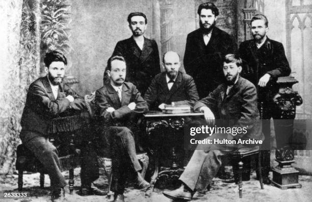 Russian Marxist revolutionaries, the founders of the St Petersburg Union for the Liberation of the Working Class. Sitting, left to right : VV...