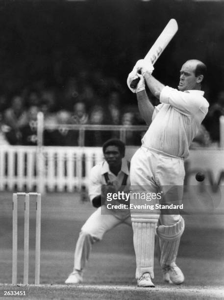 Dennis Brian Close, Yorkshire and England cricketer, at the crease.