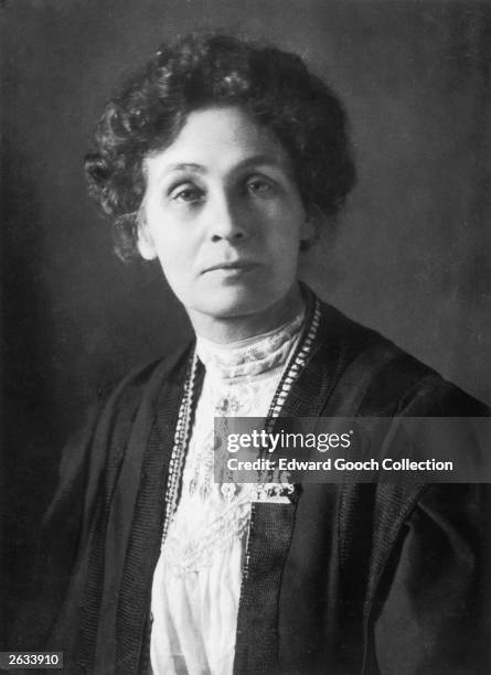 British feminist and leader of the suffrage movement, Emmeline Pankhurst .