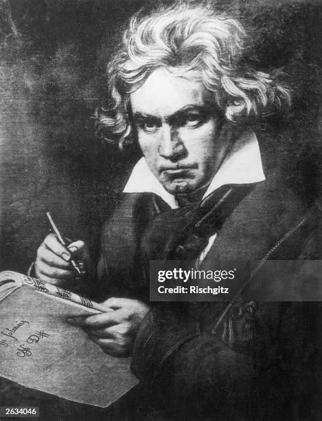 Ludwig Van Beethoven , German composer, regarded as on of the greatest Romantic composers. Original Artwork: Painting by Steiler.