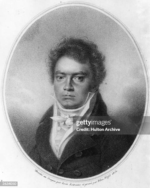 Ludwig Van Beethoven , German composer. Original Artwork: Crayon drawing by Louis Letronne.