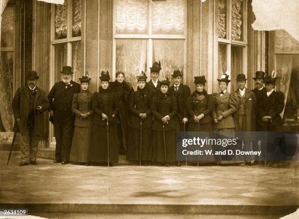 The Royal party at Sandringham. Left to right : King Edward VII , Princess Louise, Duchess of Fife , Queen Alexandra , Princess Victoria of Wales ,...