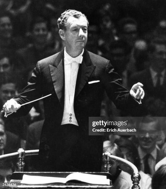 British composer Benjamin Britten, Baron Britten of Aldeburgh conducting his 'War Requiem' at the Proms, 1965. Original Publication: People Disc -...