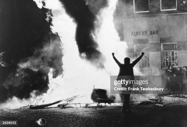 Street celebration in east Belfast of the fall of the power-sharing government in Ulster, 28th May 1974.