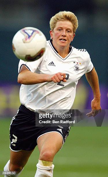 Defender Kerstin Stegemann of Germany chases the ball during the quarterfinals of the FIFA Women's World Cup match against Russia at PGE Park on...