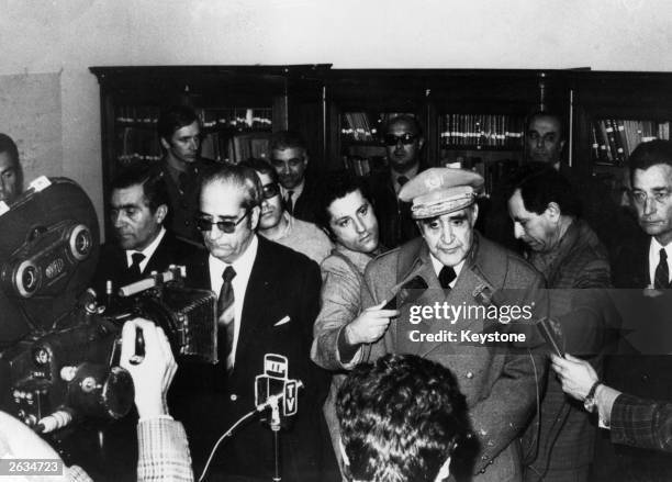 General Antonio de Spinola , the Portuguese soldier and President is pictured with General Coasta Gomes answering questions from the International...