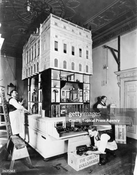 Queen Mary's Doll House, designed by Sir Edwin Lutyens, is packed up in readiness for despatch to Windsor.