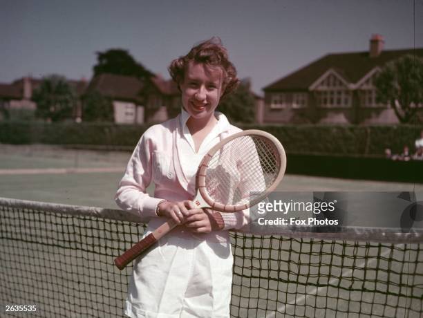 American tennis player Maureen Connolly, known as 'Little Mo'.