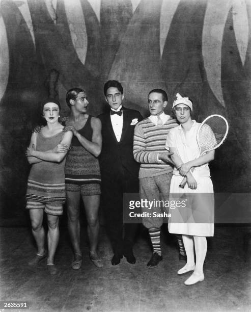 French poet, playwright and film director Jean Cocteau, , with, , Lydia Sokolova , English dancer and choreographer Anton Dolin , Leon Woizikowsky...