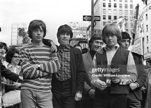 British rock group The Rolling Stones in New York. From left to right: Mick Jagger, Keith Richards, Charlie Watts, Brian Jones , and Bill Wyman.