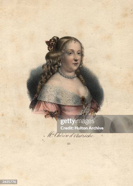 Infanta Marie Therese d'Autriche of Spain Queen of France when married to Louis XIV 'The Sun King' in 1660, circa 1665.