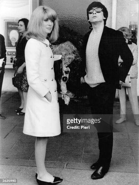 French actress, Catherine Deneuve with her husband, English photographer, David Bailey at the Festival of Cinema in Cannes