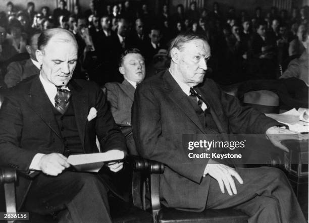 Lawyer Clarence Seward Darrow , right, defence lawyer in the John Scopes case, in which a Tennessee teacher was charged for teaching the theory of...