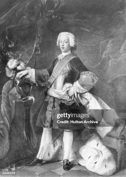 Charles Edward Stuart also known as the Young Pretender and Bonnie Prince Charlie, circa 1740. A claimant to the British throne, Charles was the son...