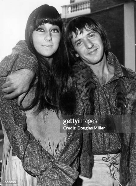 Sonny and Cher on their trip to Britain just after getting married.