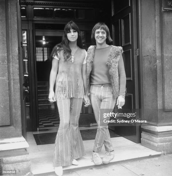 Sonny and Cher on their trip to Britain just after getting married.