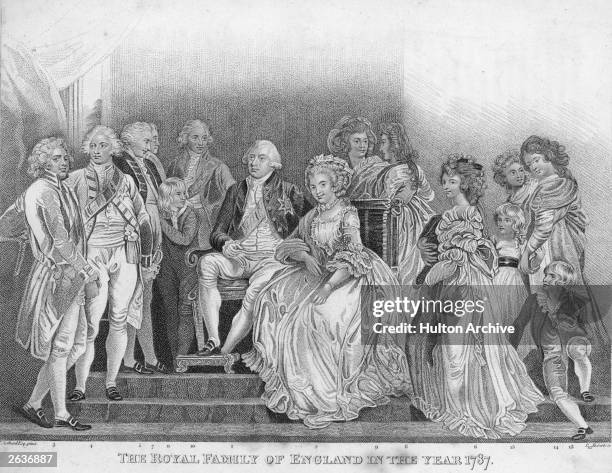 The Royal Family of England in the year 1787 - in the centre King George III , and Queen Charlotte Sophia , surrounded by their children. They had 15...