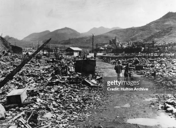 The ruins of Nagasaki after the dropping of the atomic bomb.