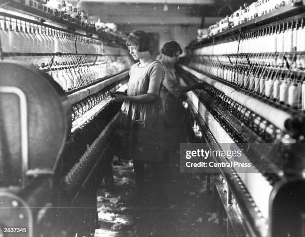 Ring spinners in a Lancashire cotton mill.
