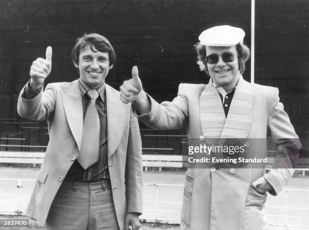 Watford FC's chairman, Elton John seen here with their recently appointed manager Graham Taylor. Original Publication: People Disc - HW0551